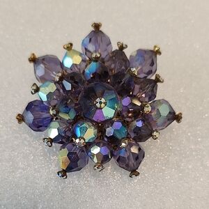 Vintage 1950's Elegant Purple Crystal Brooch Pin